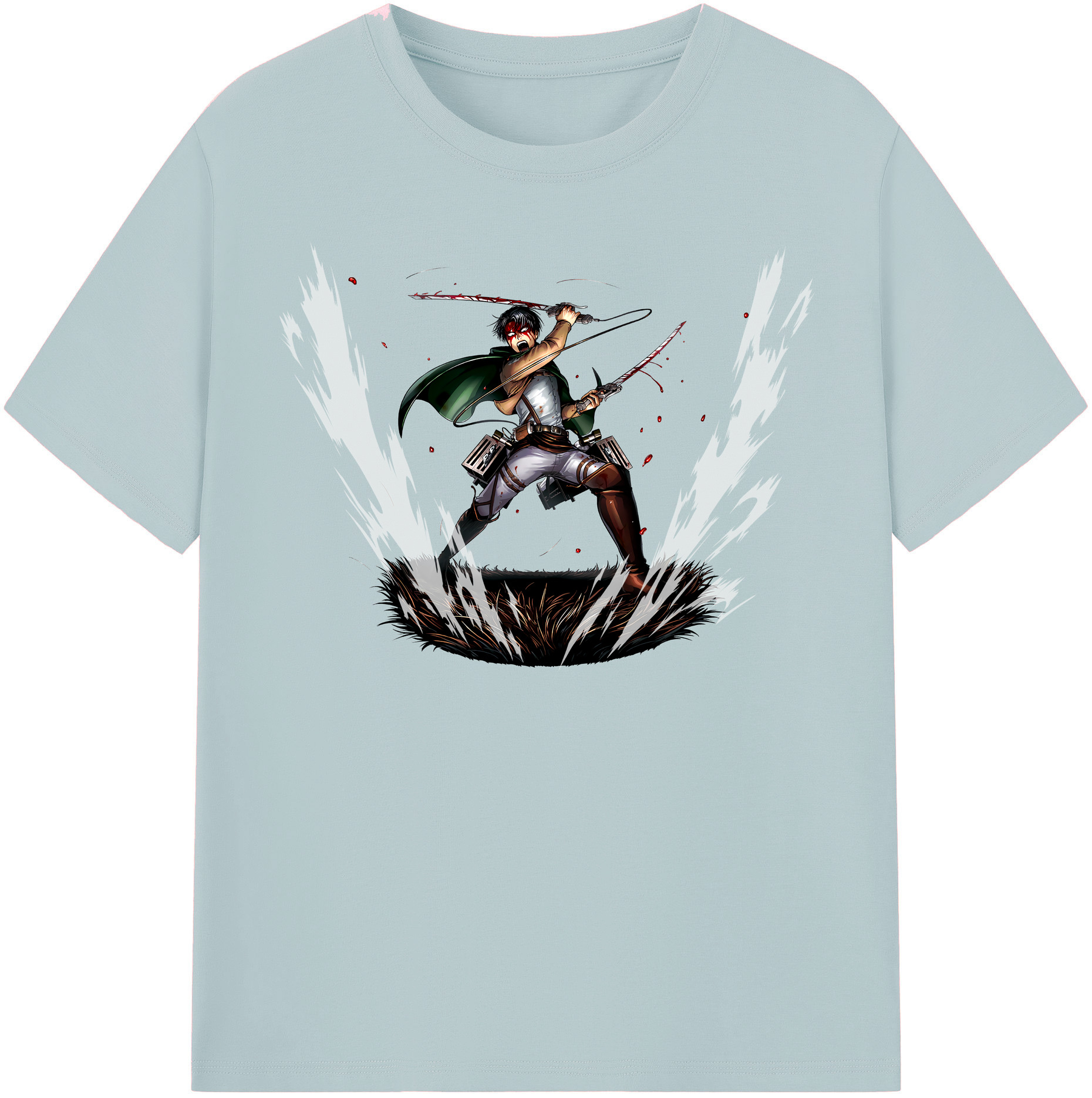 （画像用） 進撃の巨人 リヴァイ·アッカーマン Attack on Titan Levi Ackerman 綿100％半袖Tシャツ（フロントプリント）